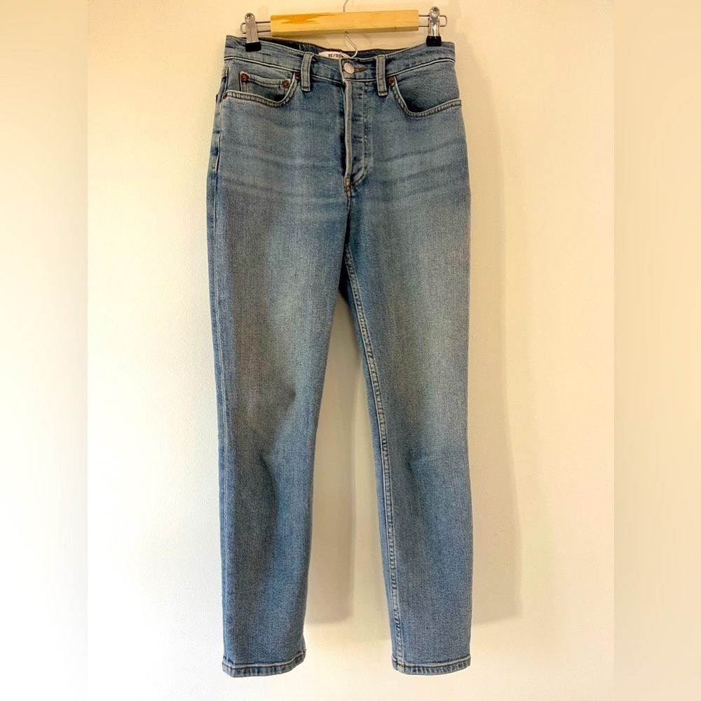 Re/Done Blue Straight Leg Jeans Classic Denim Style Size 26